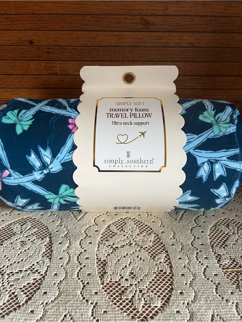 Simply Southern Floral Memory Foam Travel Pillow - Navy, Teal, Pink